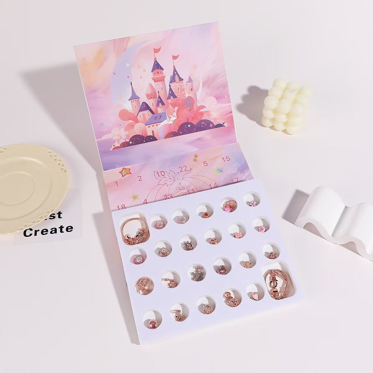 DIY Christmas Advent Calendar Charm Set | Pink Gold