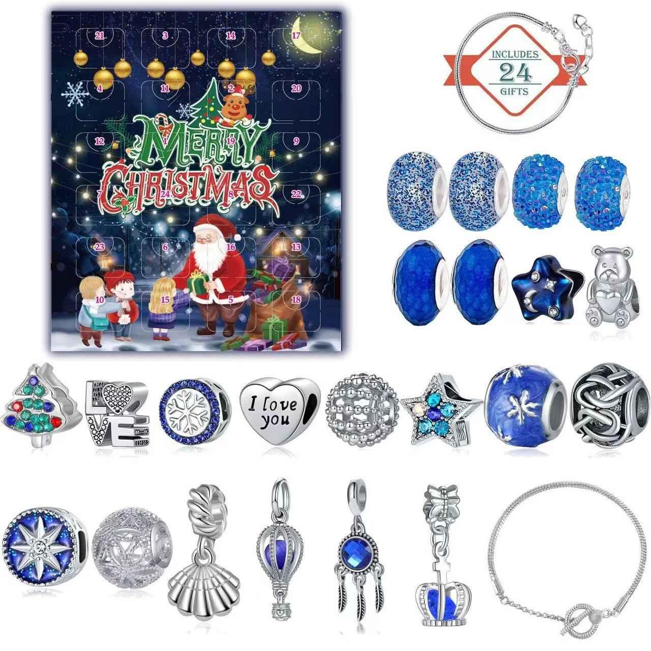 Christmas Advent Calendar DIY Charm Bracelet Set | Starry Sky Blue