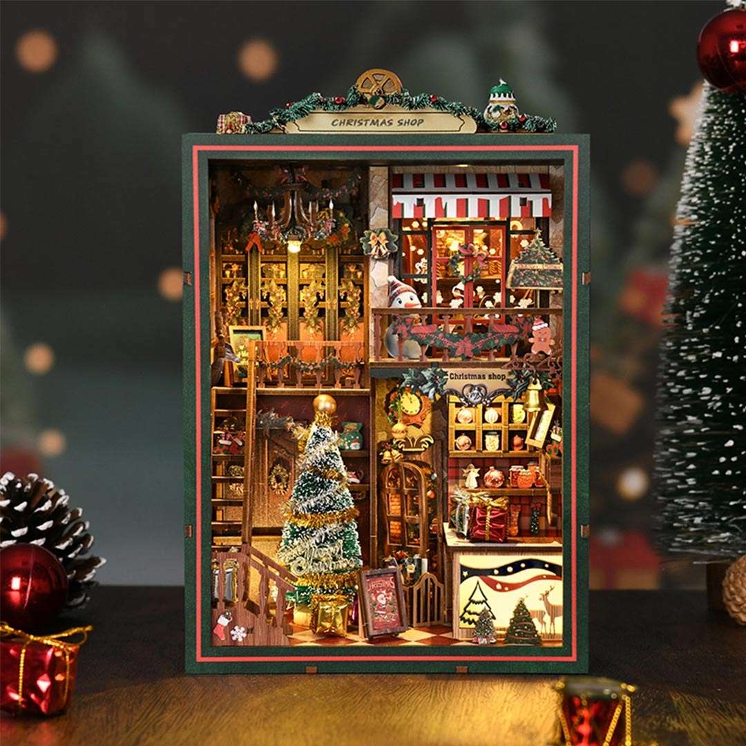Christmas Shop DIY Wooden Book Nook Kit