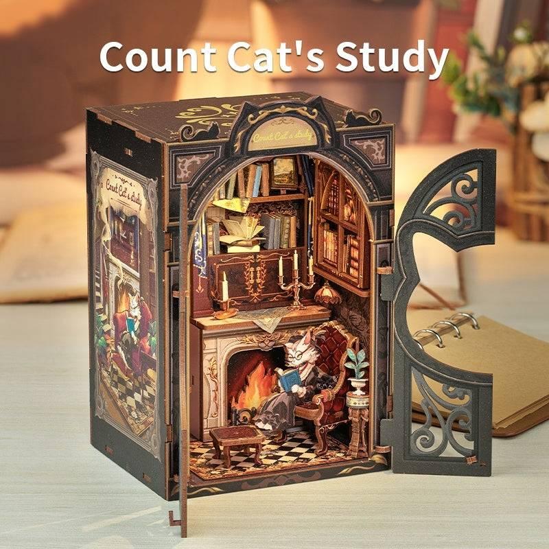 Count Cat's Study DIY Book Nook Kit | Mini Bookstore Series