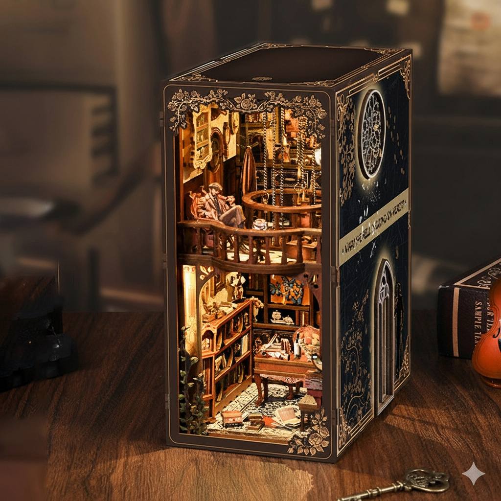 Detective’s Study DIY Book Nook Kit – Dark Box Mystery Case