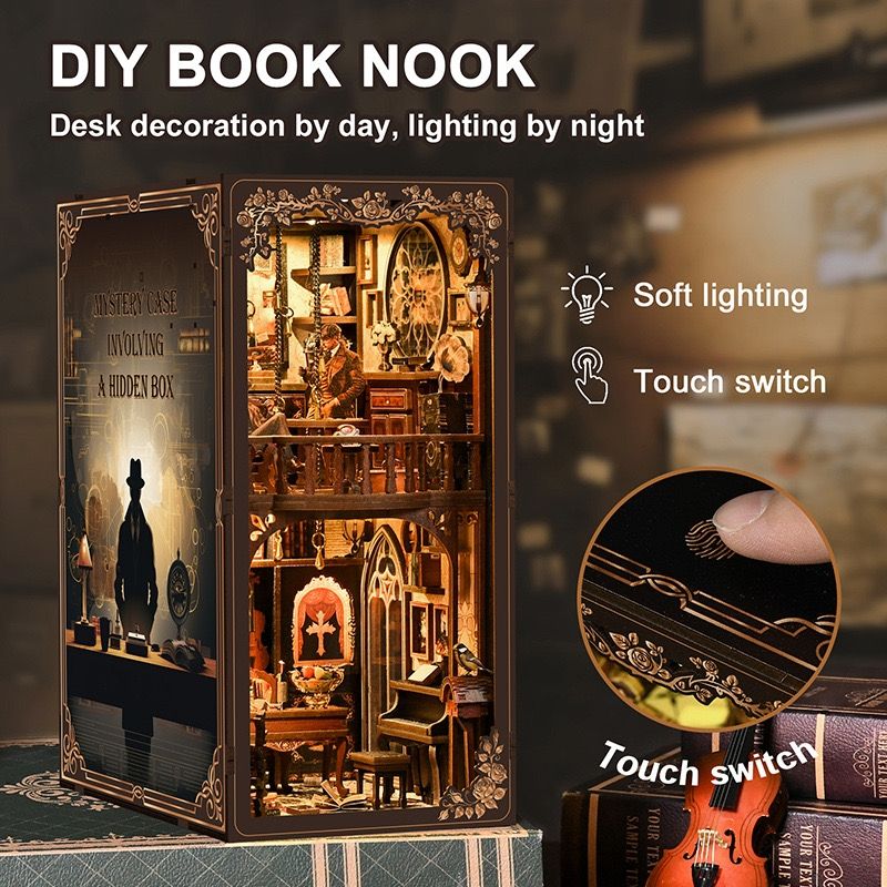 Detective’s Study DIY Book Nook Kit – Dark Box Mystery Case