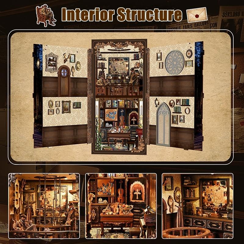 Detective’s Study DIY Book Nook Kit – Dark Box Mystery Case