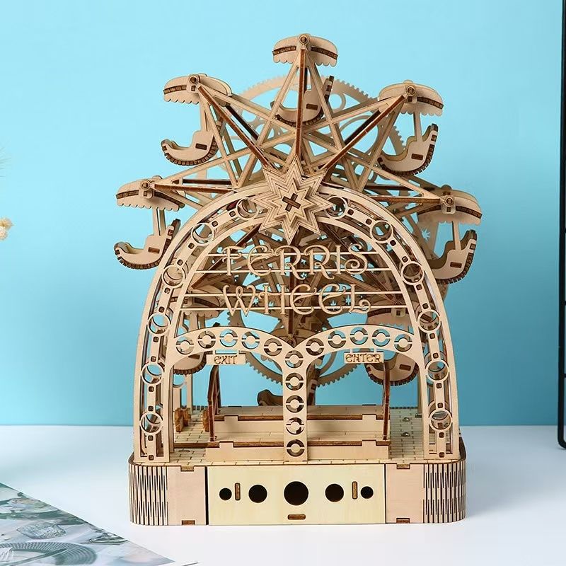 Hand Cranked Ferris Wheel 3D Wooden Puzzle