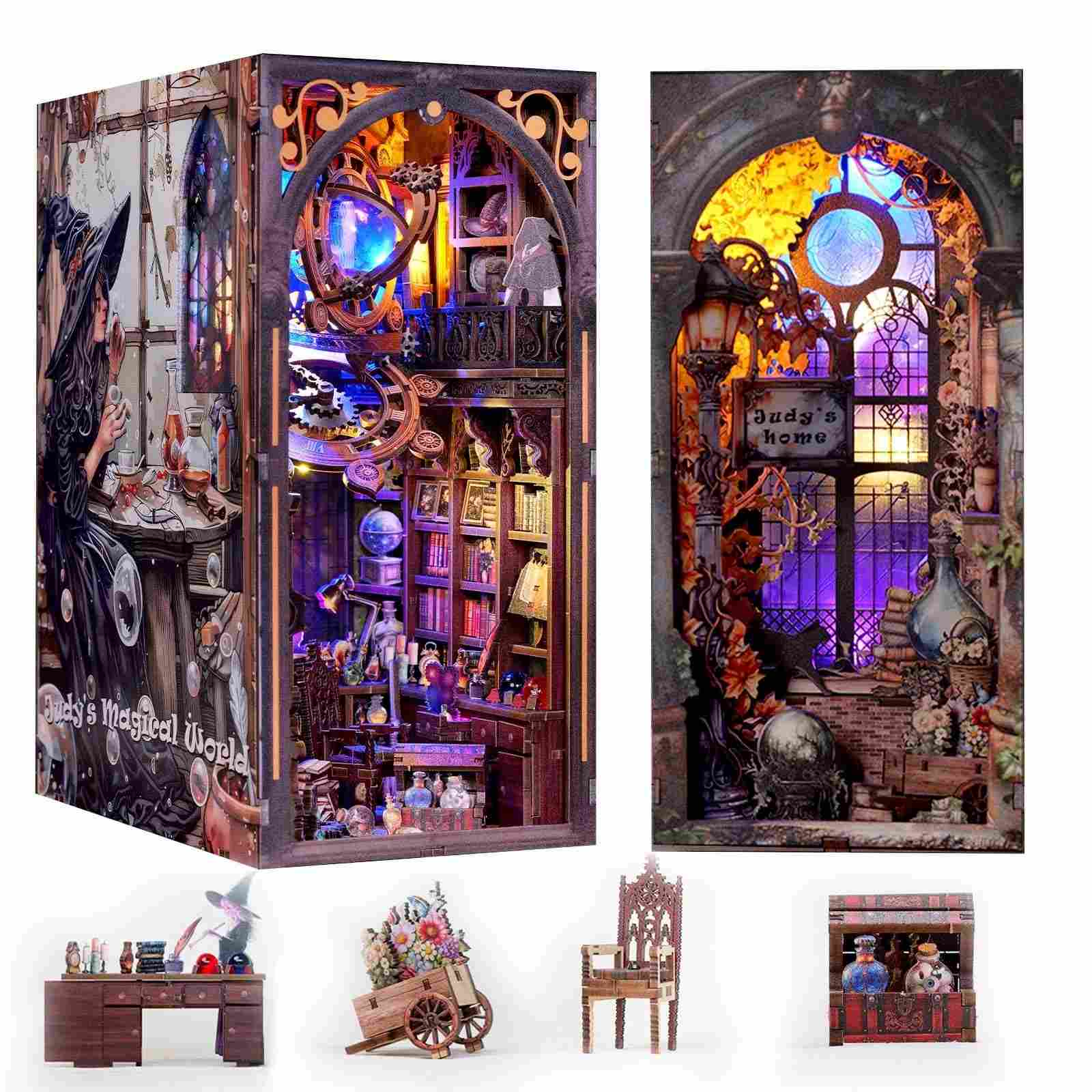 Judy's Magic World DIY Wooden Book Nook Kit | Double-Sided