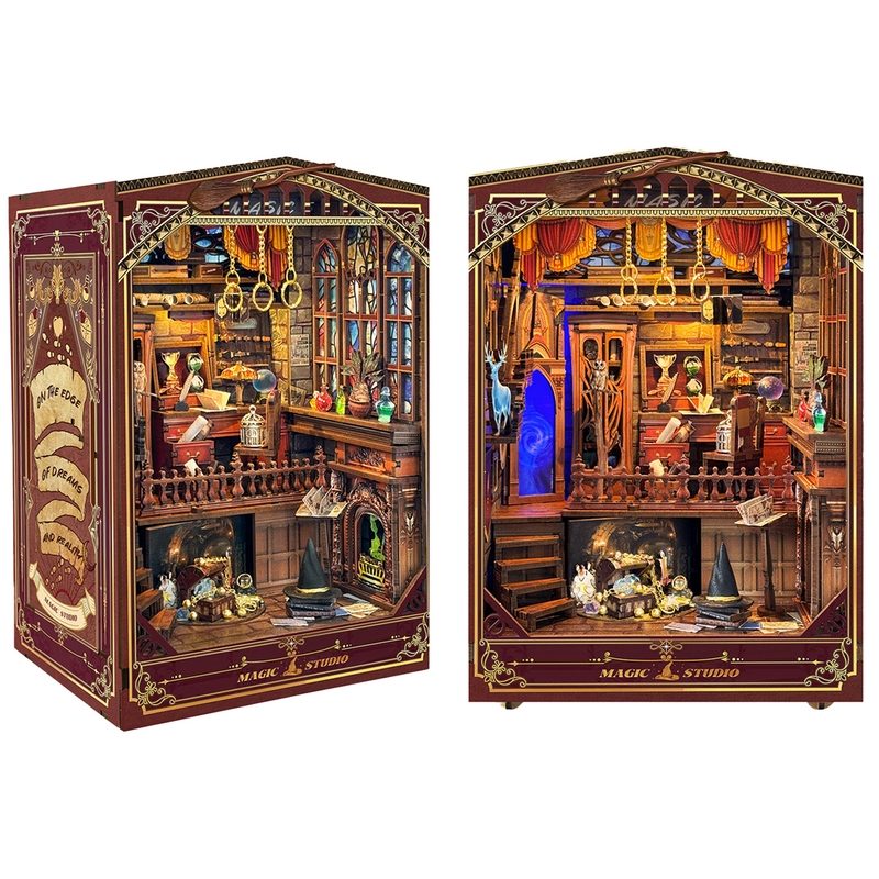 Magic Studio DIY Wooden Book Nook Kit | Bookshelf Insert