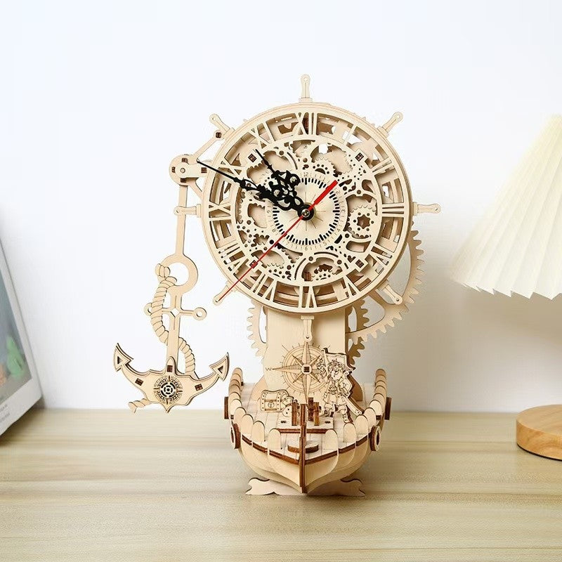 Pirate Ship Clock 3D Wooden Puzzle