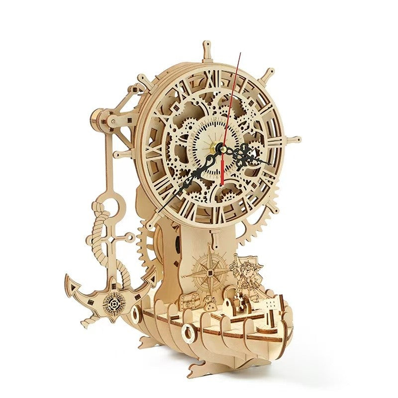 Pirate Ship Clock 3D Wooden Puzzle
