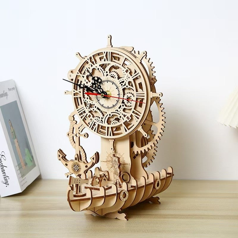 Pirate Ship Clock 3D Wooden Puzzle