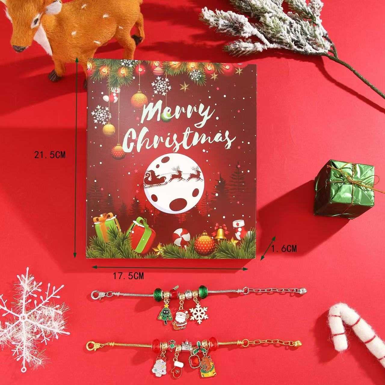 Red Christmas Advent Calendar DIY Jewelry Set | 24 Days Countdown