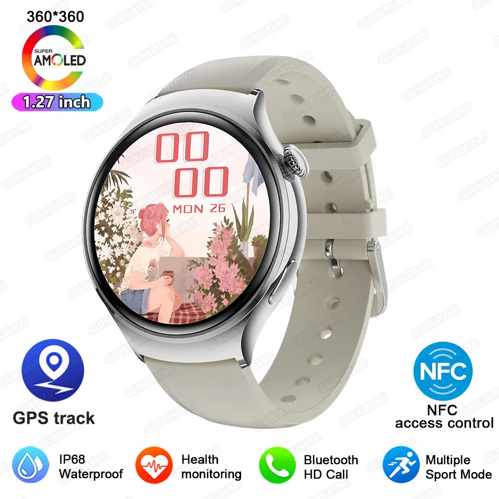 AMOLED Display Luxury Women Smart Watch with Bluetooth Calling Health Tracker
