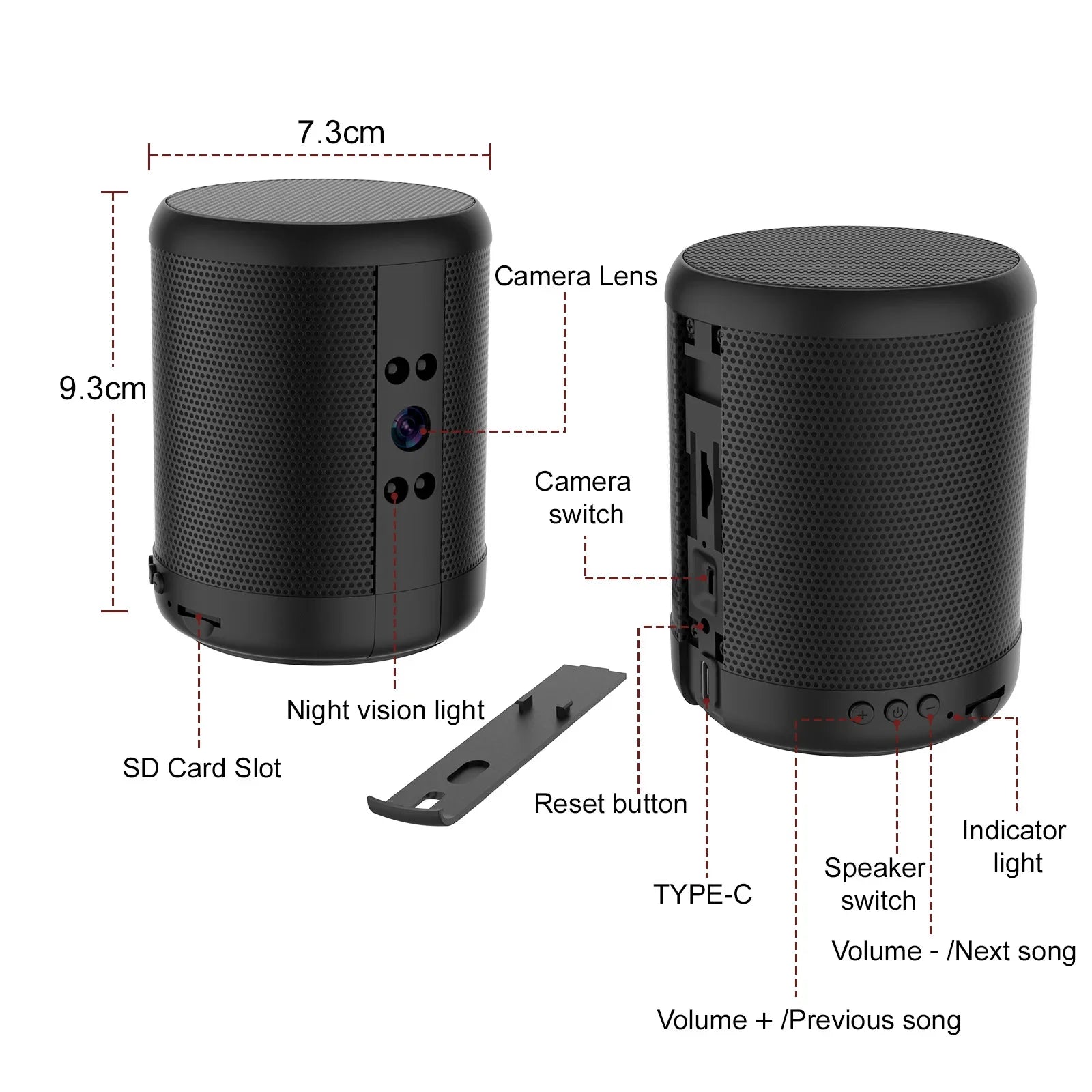 1080P Wireless Mini IP Camera Two Way Night Vision Audio Bluetooth Speaker