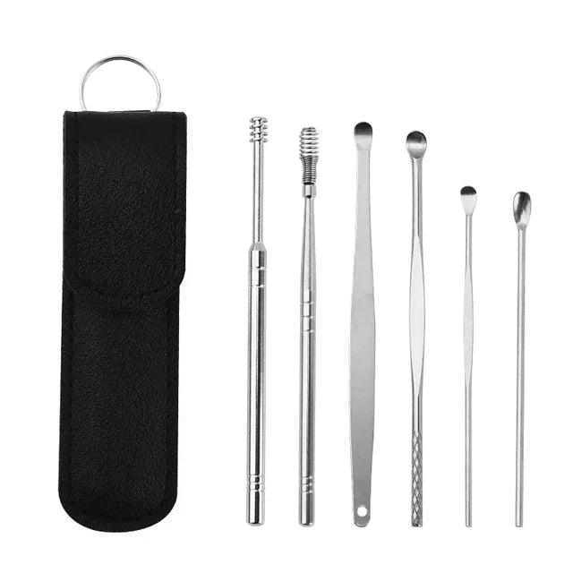 Stainless Steel Ear Wax Remover 6Pcs Cleaner Tool Set