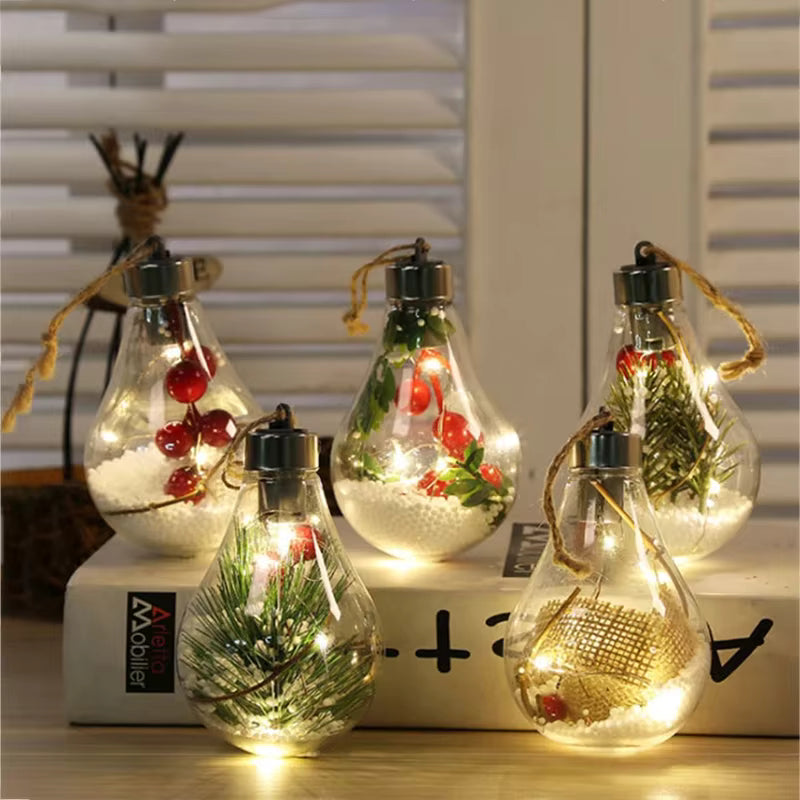 Christmas LED Bulb Ornaments – Transparent Ball Tree Décor for Festive Charm & Perfect Holiday Gifts