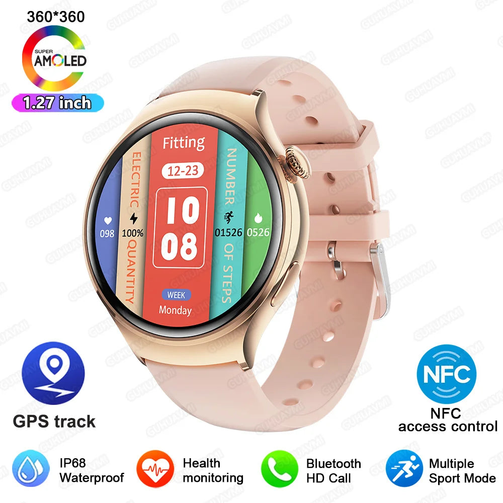AMOLED Display Luxury Women Smart Watch with Bluetooth Calling Health Tracker