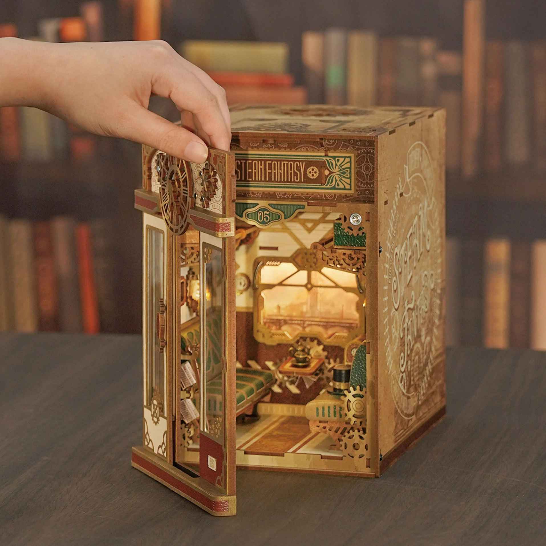 Steampunk Fantasy | Infinite Train Cabin DIY Book Nook Kit | Motion Scene