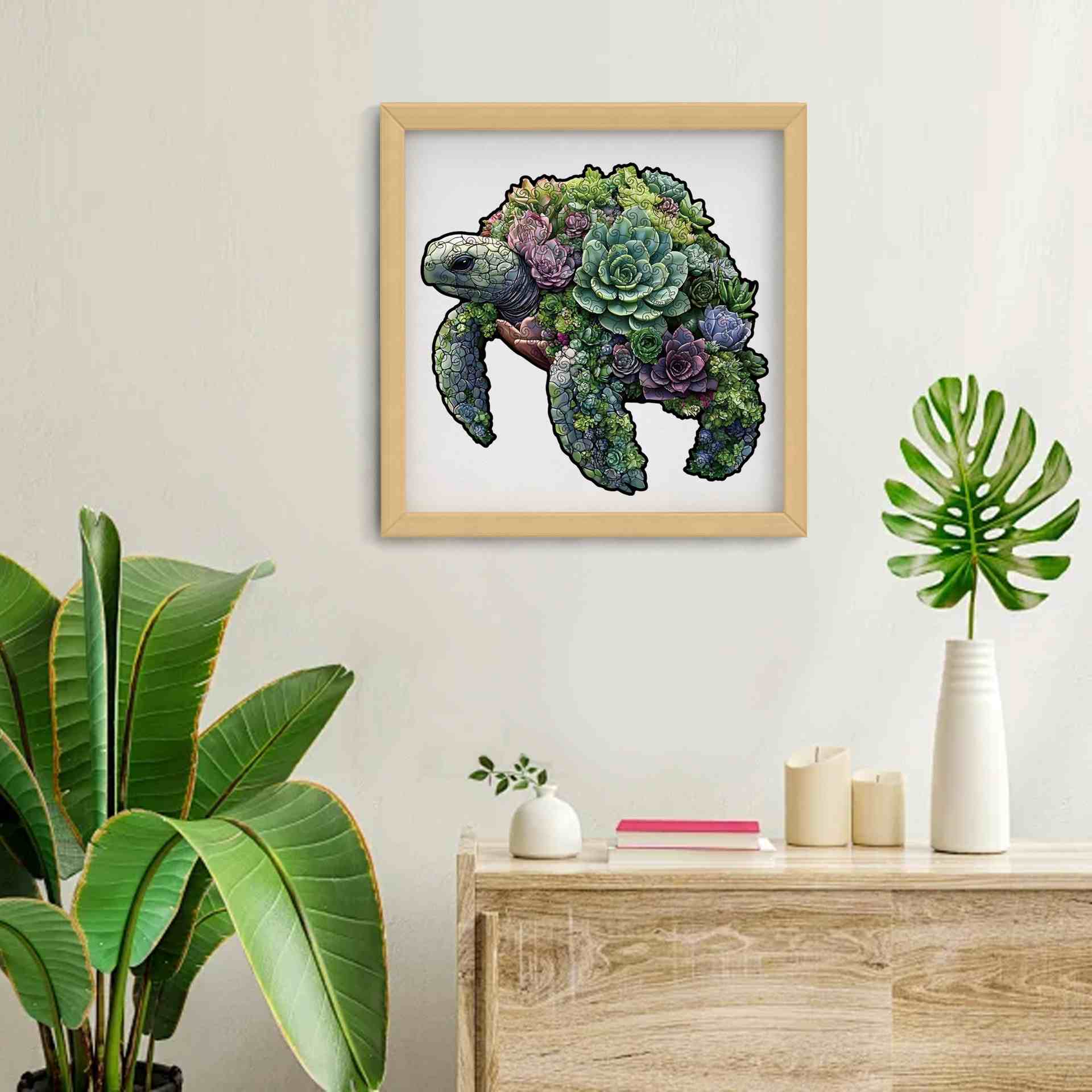 Succulent Turtle Wooden Jigsaw Puzzle