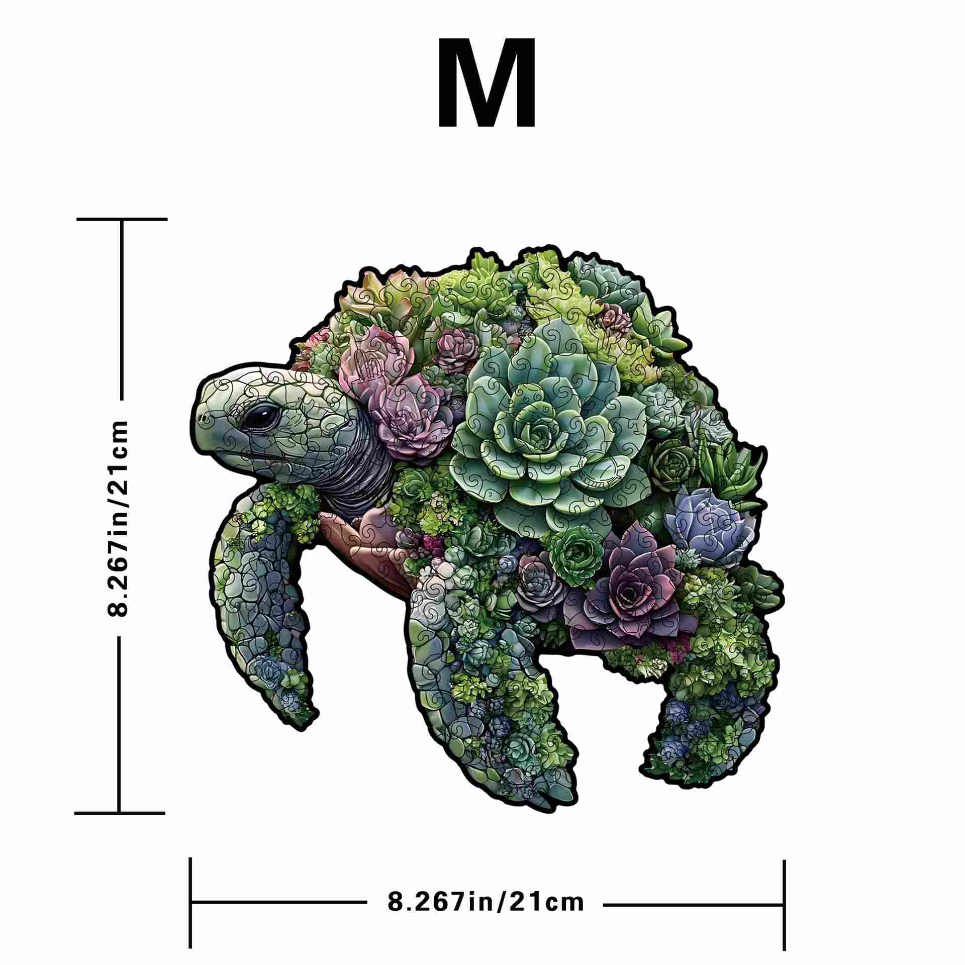 Succulent Turtle Wooden Jigsaw Puzzle