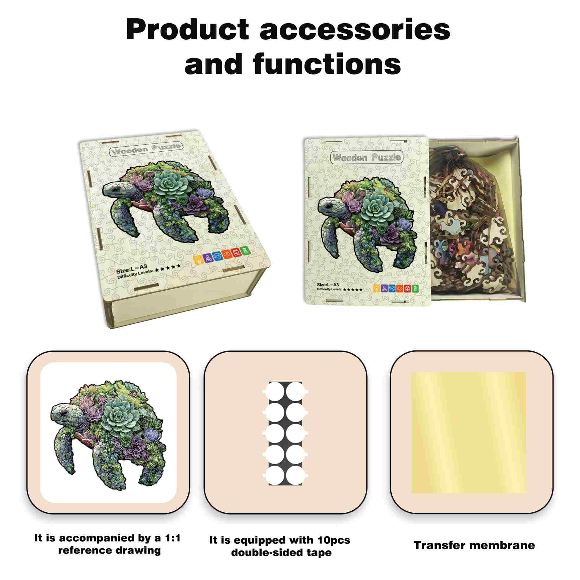 Succulent Turtle Wooden Jigsaw Puzzle