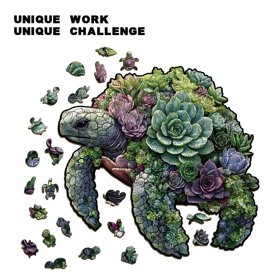 Succulent Turtle Wooden Jigsaw Puzzle