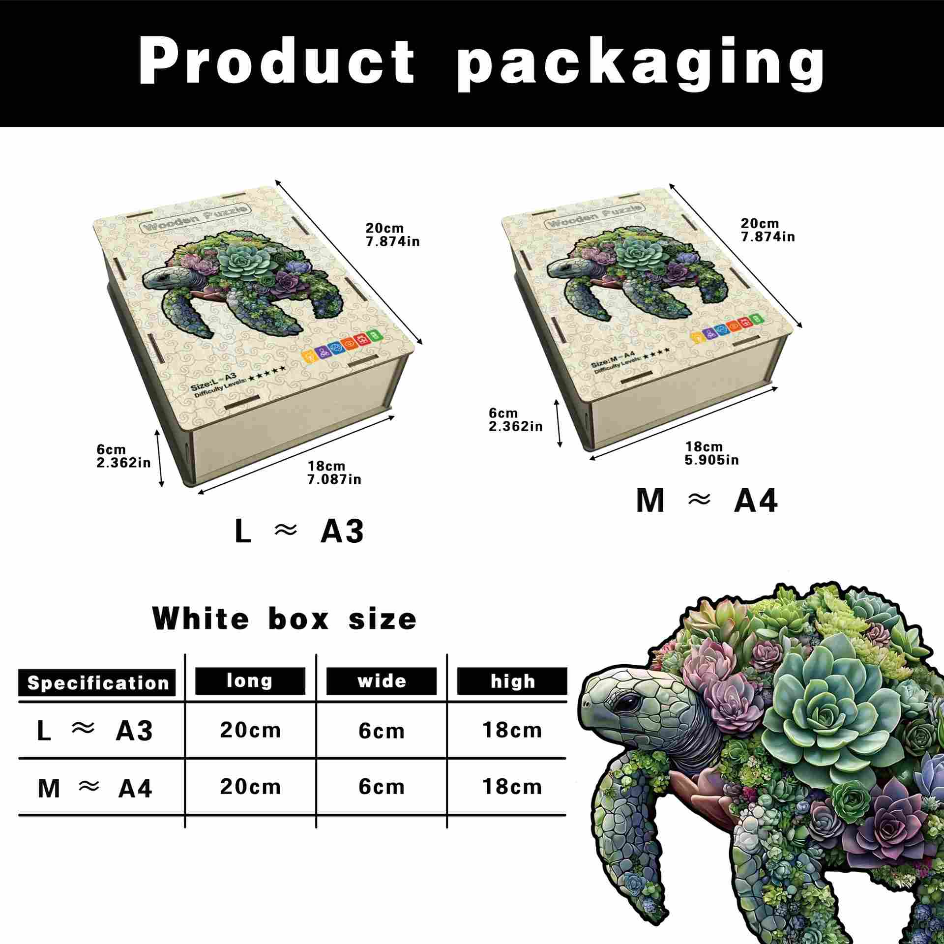 Succulent Turtle Wooden Jigsaw Puzzle