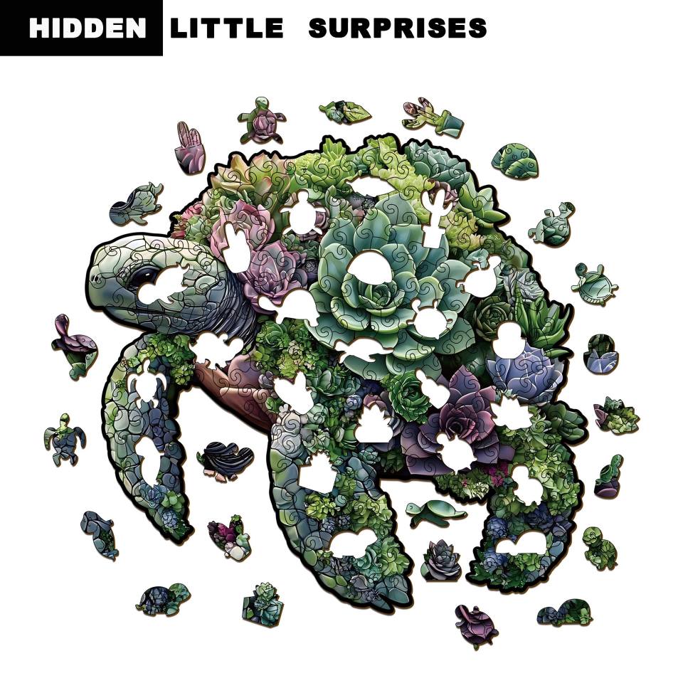 Succulent Turtle Wooden Jigsaw Puzzle