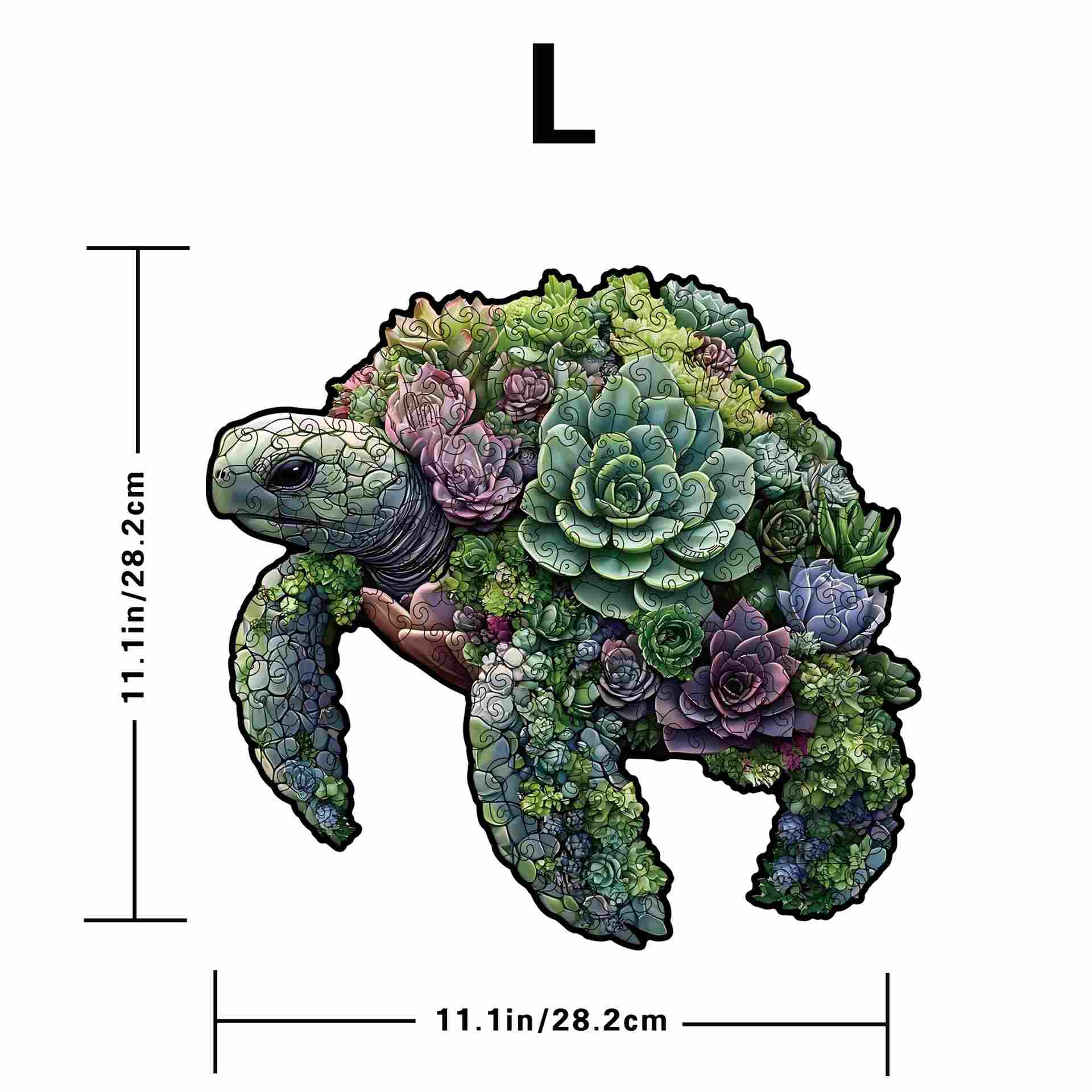 Succulent Turtle Wooden Jigsaw Puzzle