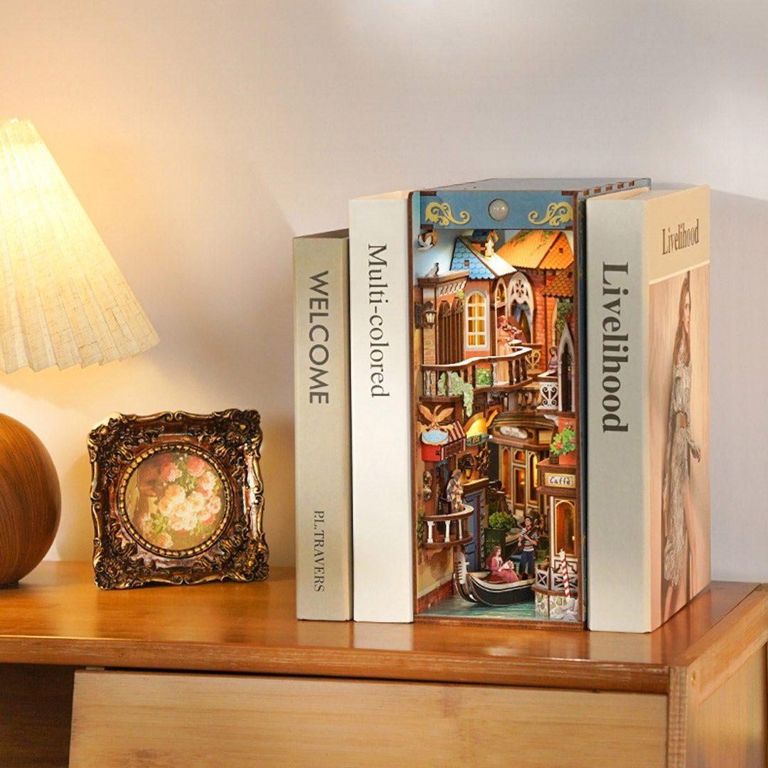 Venetian Dreams DIY Book Nook Kit | Miniature Bookshelf Insert