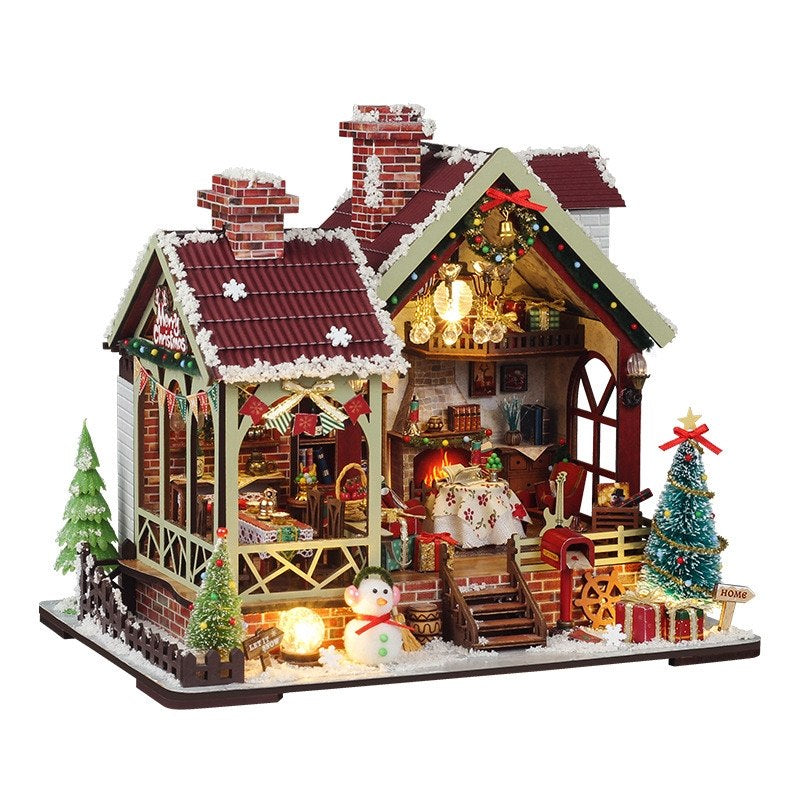 Warm Christmas Lodge DIY Miniature House Kit