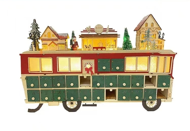 Wooden Bus Christmas Countdown Advent Calendar