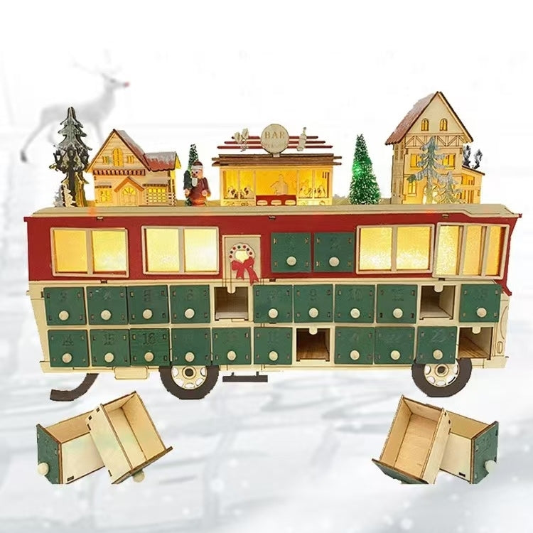 Wooden Bus Christmas Countdown Advent Calendar