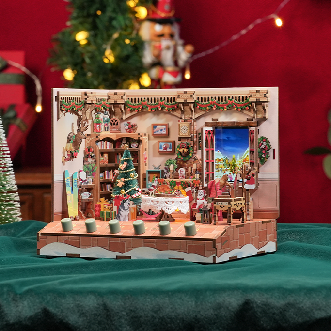 Christmas Cottage DIY Miniature House Kit | Music Box