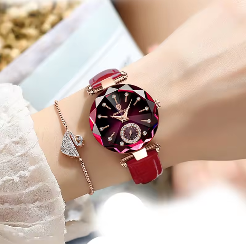 Luxury Diamond Genuine Leather Ladies Watch
