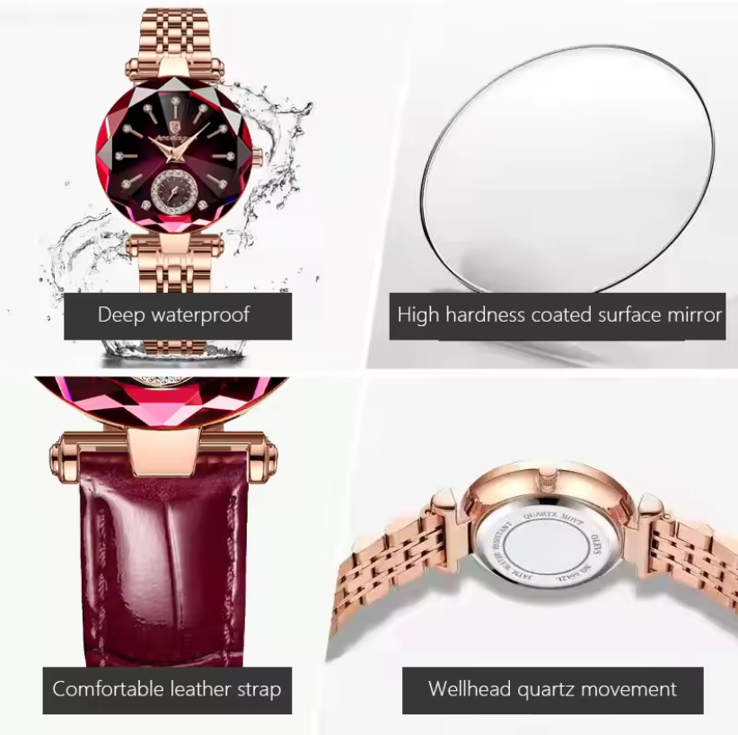 Luxury Diamond Genuine Leather Ladies Watch