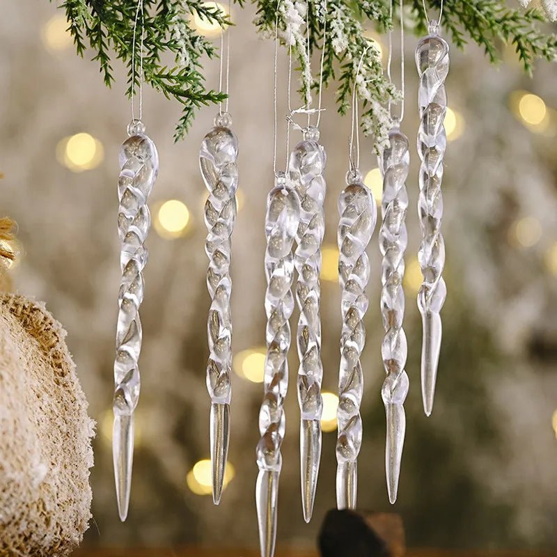 Faux Icicle Christmas Ornaments Set– Winter Wonderland Tree Decorations for Parties & New Year Charm
