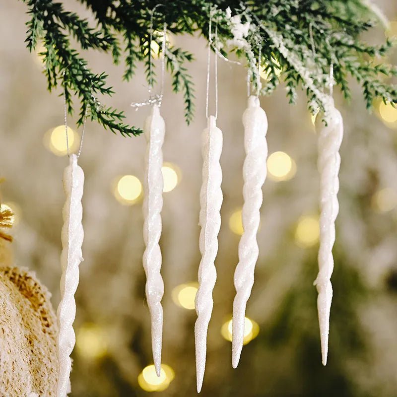 Faux Icicle Christmas Ornaments Set– Winter Wonderland Tree Decorations for Parties & New Year Charm