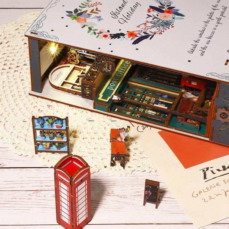 Island Holiday | DIY Wooden Book Nook Kit | Bookshelf Insert Decor