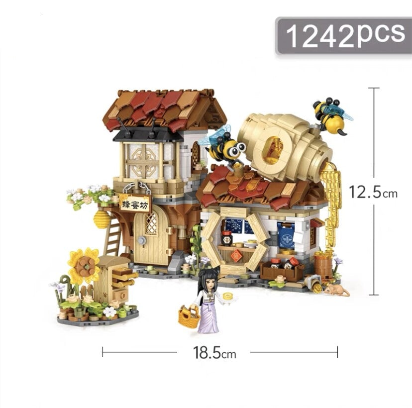 Ancient Honey Bee & Bacon Shops Micro Building Set Collection