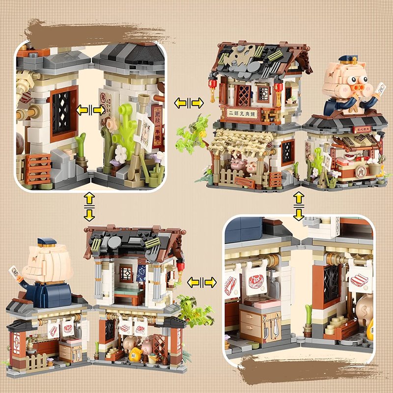 Ancient Honey Bee & Bacon Shops Micro Building Set Collection