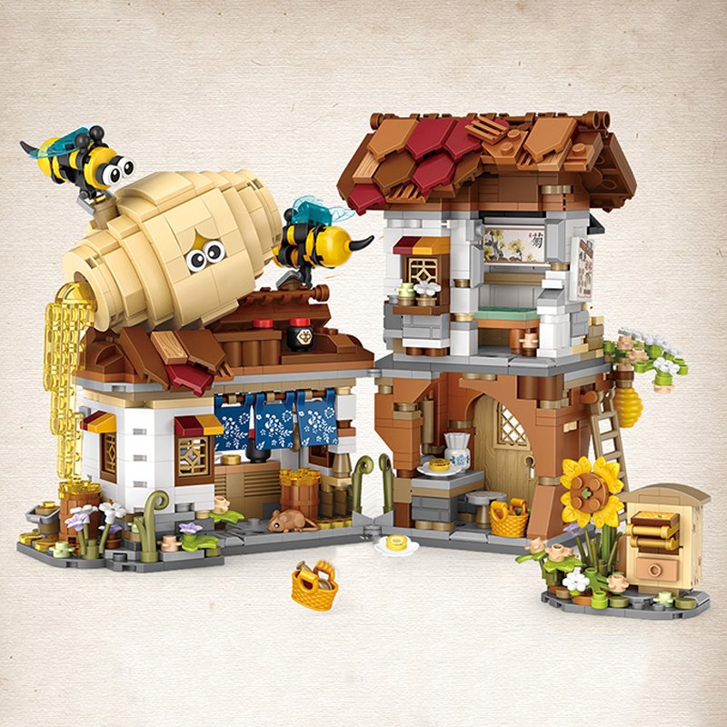 Ancient Honey Bee & Bacon Shops Micro Building Set Collection