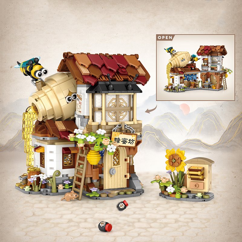 Ancient Honey Bee & Bacon Shops Micro Building Set Collection