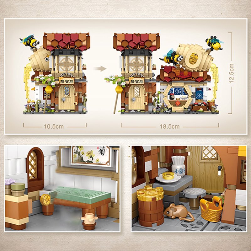 Ancient Honey Bee & Bacon Shops Micro Building Set Collection