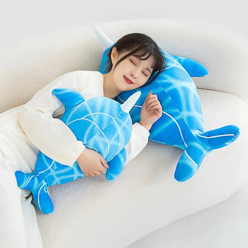 Anime Childe Tartaglia Blue Narwhal Whale Plush