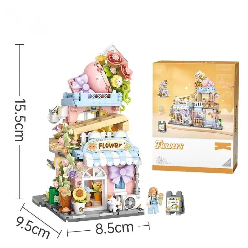 Cat Taiyaki Flower Cafes Foldable Micro Building Set Collection