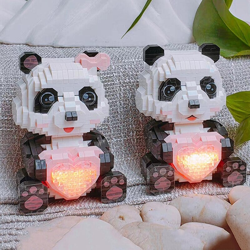 Coco and Bobo Pandas in Love LED Nano Building Blocks