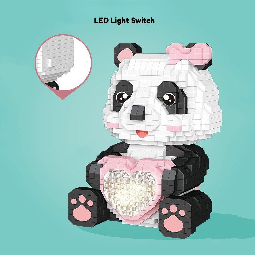 Coco and Bobo Pandas in Love LED Nano Building Blocks