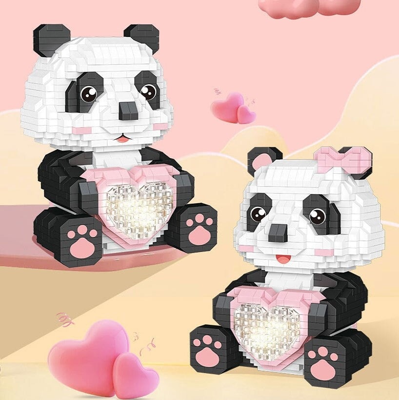 Coco and Bobo Pandas in Love LED Nano Building Blocks