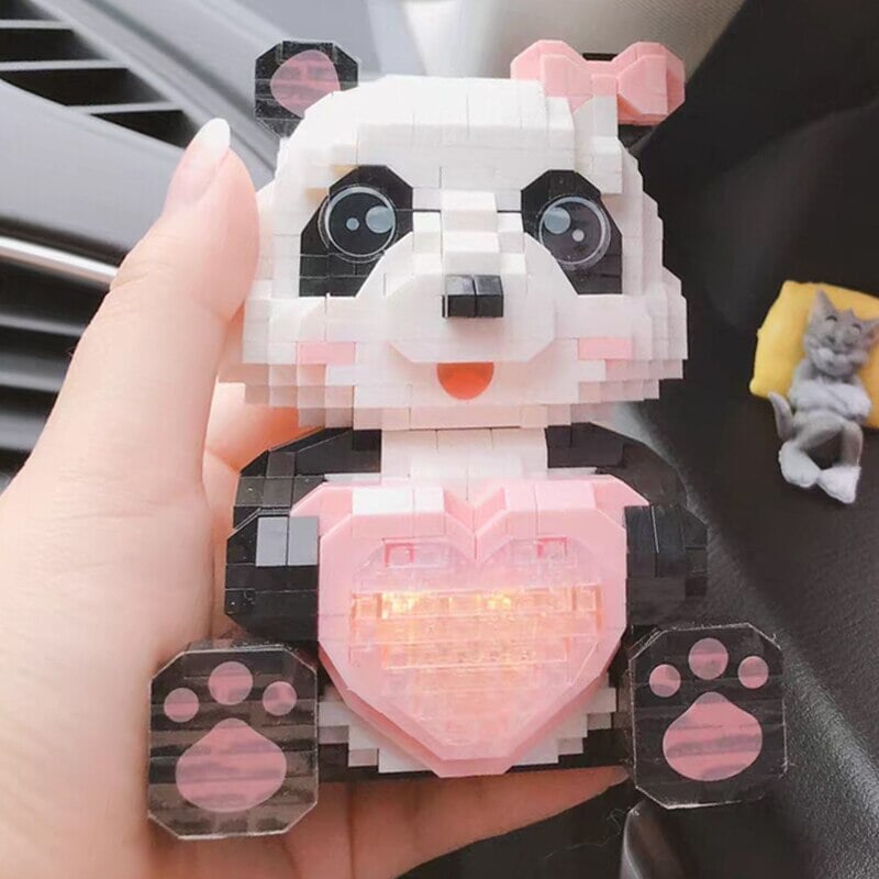 Coco and Bobo Pandas in Love LED Nano Building Blocks