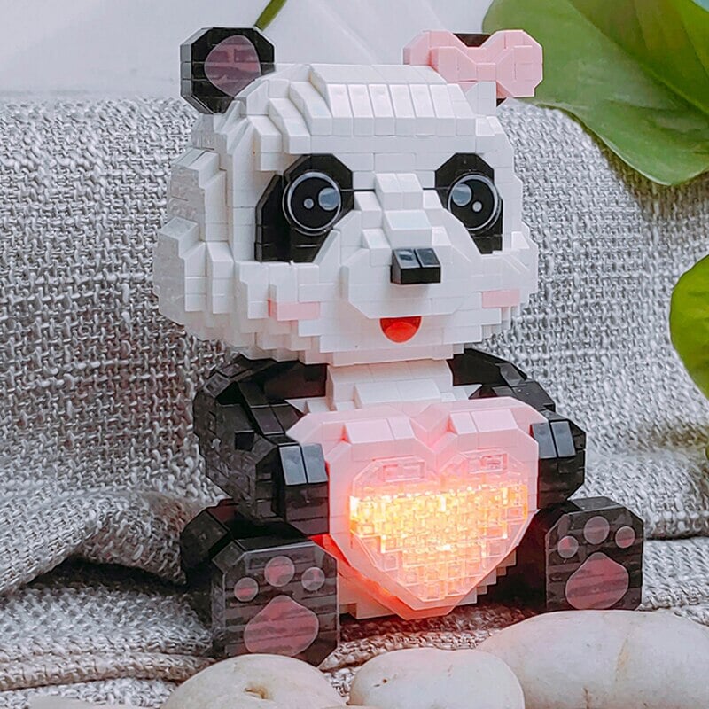 Coco and Bobo Pandas in Love LED Nano Building Blocks