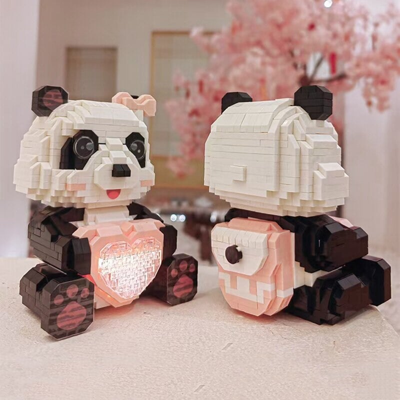 Coco and Bobo Pandas in Love LED Nano Building Blocks